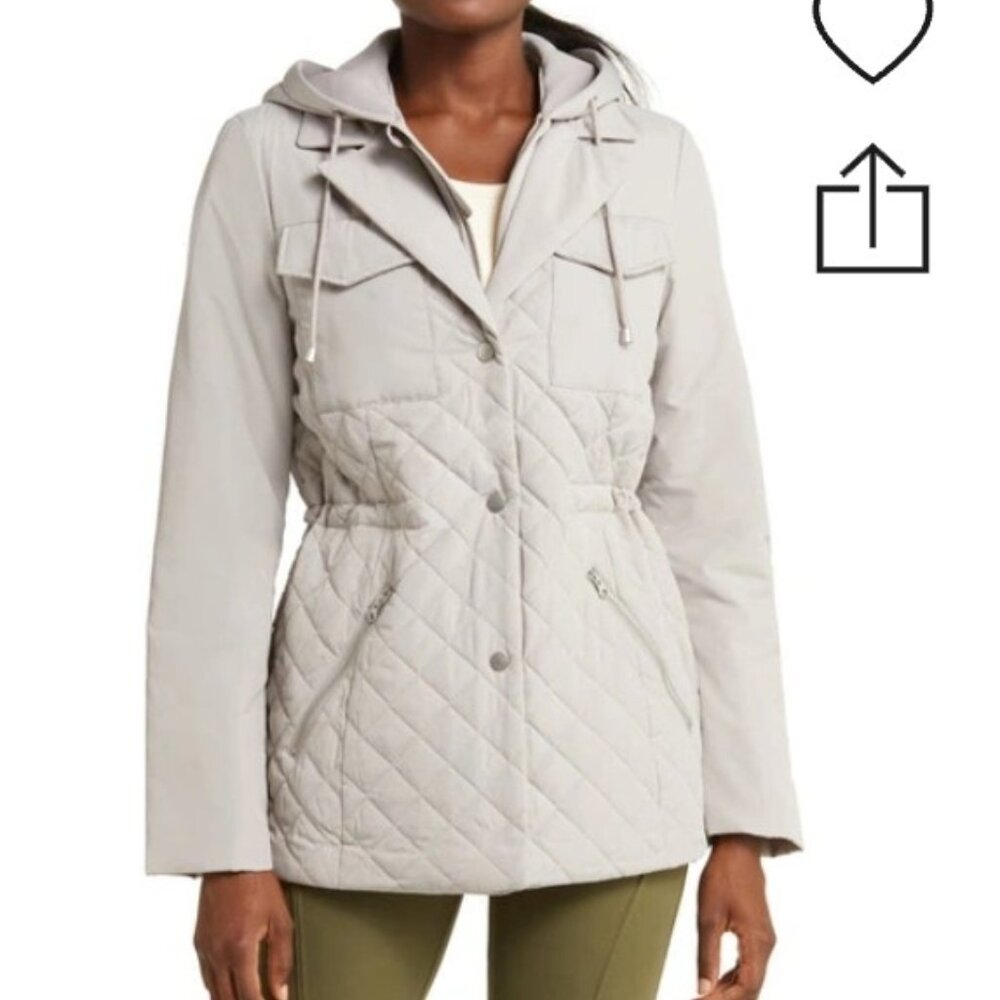 Zella Quilted Hooded Active Jacket sz L
